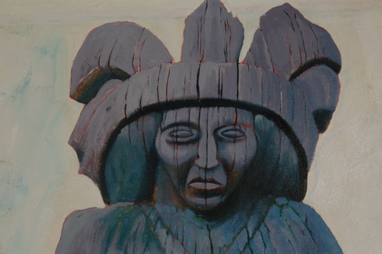 This painting of a Cigar Store Indian was inspired from an actual wood sculpture 