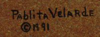 Signature of artist: Pablita Velarde (1918-2006) Tse Tsan - Golden Dawn