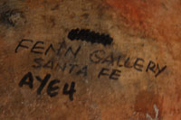 On the underside, written in felt tip pen, is Fenn Gallery, Santa Fe AYE4.  