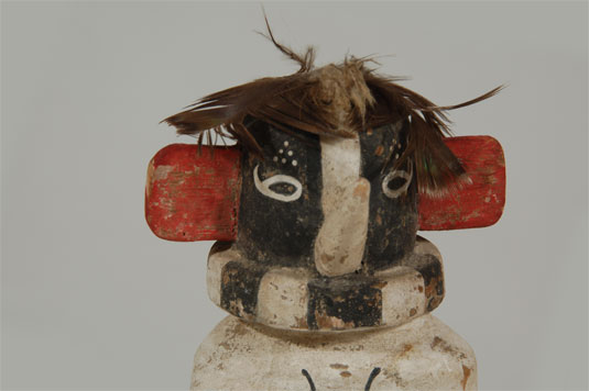 Close up view of the face of this Katsina Doll.