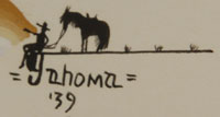 Quincy Tahoma (1917-1956) Water Edge (Near Water) his cartouche signature 