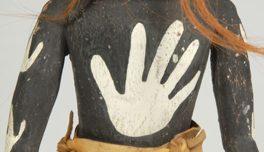 Close up view of the front of this Mastop Katsina Doll.