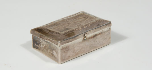Alternate view of this Navajo Sterling Silver Lidded Pill Box