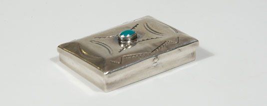 Alternate view of this Sterling Silver and Turquoise Lidded Pill Box