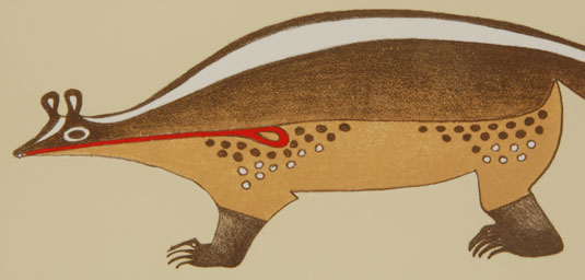 Close up view of the image in this lithograph.