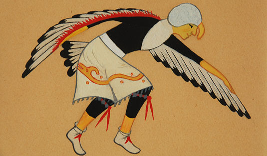 Close up view of the Eagle Dancers.