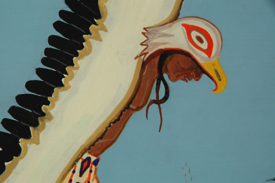 Close up view of one of the 2 Eagle Dancers