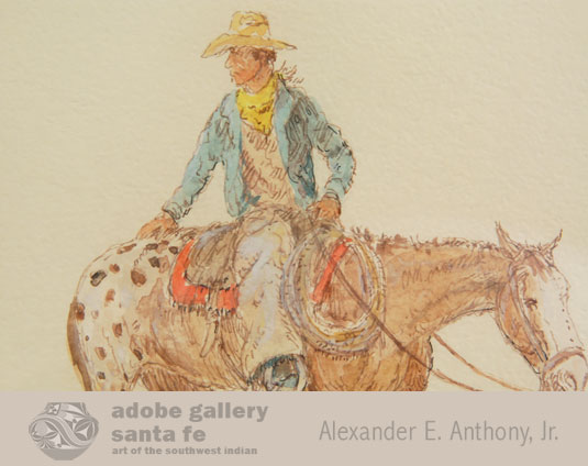 Close up view  of the cowboy on his horse.