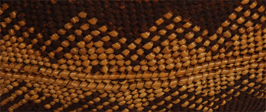 Close up view of side panel design weaving.