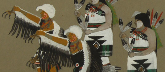 Close up view of the eagle dancers.