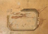 There is a paper label on the back of the type placed by early merchants.  There is no information remaining on the label.