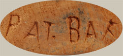 The artist’s signature “PAT.BAR” is engraved on the bottom of one of his sculptures (example).