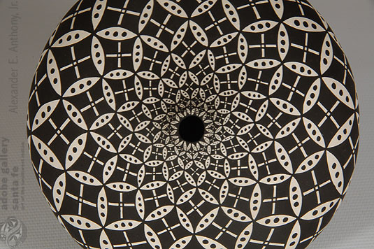 Top View - If one looks at only a single black kite in a white circle and then contemplates repeating it a hundred or more times in expanding and contrasting size, it would appear to be near impossible to complete without making mistakes.