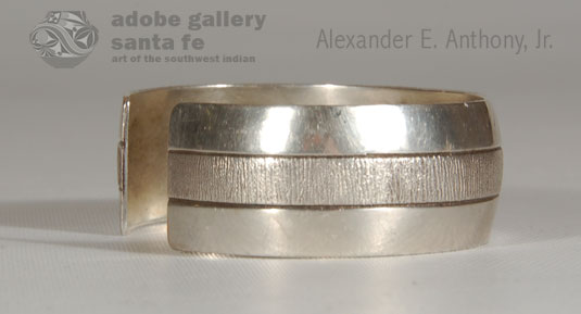 Alternate side view of this Navajo Silver Bracelet.