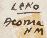 Juana Leno (1917-2000) Syo-ee-mee (Turquoise) signature