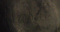 It has been established that “it was in 1923 that Maria began signing her pottery with the signature ‘Marie.’  The name ‘Marie’ was selected instead of ‘Maria’ because it was suggested that it would be more familiar to the non-Indian public.  The ‘Marie & Julian’ signature first appeared about 1925.” Spivey 2003:163  