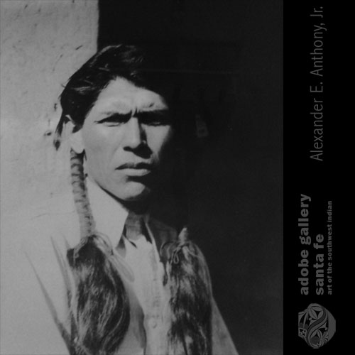 Abel Sanchez (1899-1971) Oqwa Pi - Red Cloud. Image of Abel Sanchez courtesy Russell Sanchez.  Copyright Adobe Gallery.  Do not copy or reproduce without permission.