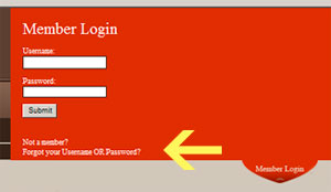 forgot username or password